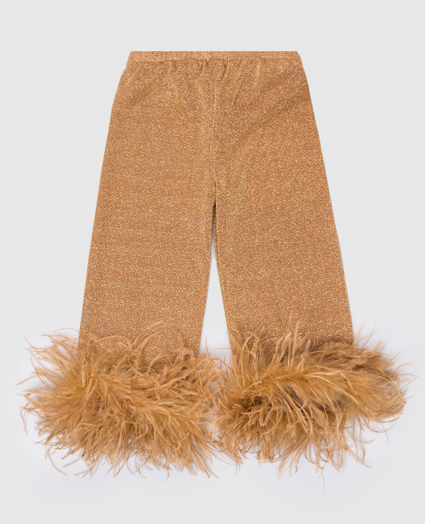 

Детские коричневые штаны OSEMINI LUMIERE PLUMAGE PANTS с люрексом и перьями страуса, Коричневый, Повседневные брюки casual