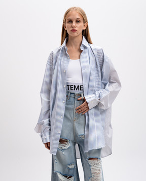 Vetements Блакитна сорочка подвійної конструкції в смужку UA65SH200N