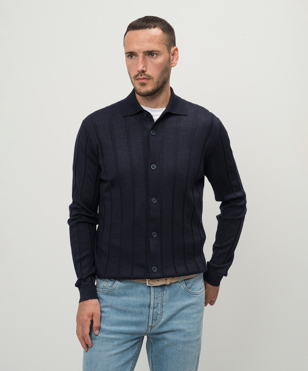 Brunello Cucinelli Синій кардиган з кашеміру і шовку M23805105 зображення 3