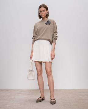 Brunello Cucinelli Коричневий джемпер з аплікацією у вигляді квітки M12140500P
