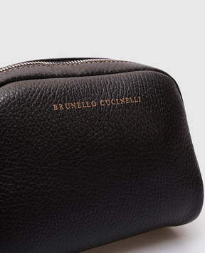 Brunello Cucinelli Черный кожаный несесер с логотипом MWZIBU430
