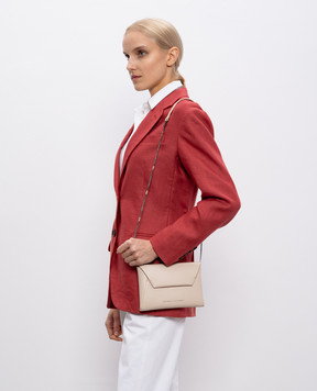 Brunello Cucinelli Бежевый кожаный клатч с логотипом MWEID2722