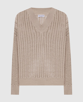 Brunello Cucinelli Бежевый пуловер с цепочкой мониль MSB581812