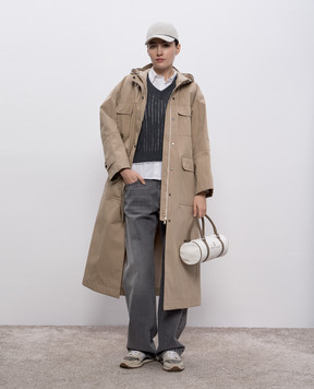 Brunello Cucinelli Сірий ажурний жилет з ланцюжком моніль MSB582002