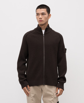 Stone Island Коричневий кардиган з вовни з логотипом K2S155100083S00FG