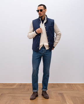 Brunello Cucinelli Синий жилет из шерсти с капюшоном MM4506523