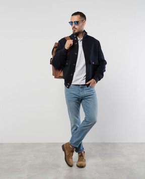 Brunello Cucinelli Блакитні джинси з ефектом потертості з патчем логотипа M283PD3210
