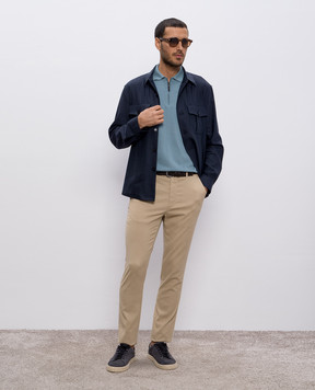 Canali Синя сорочка з льону та вовни AE0257131016