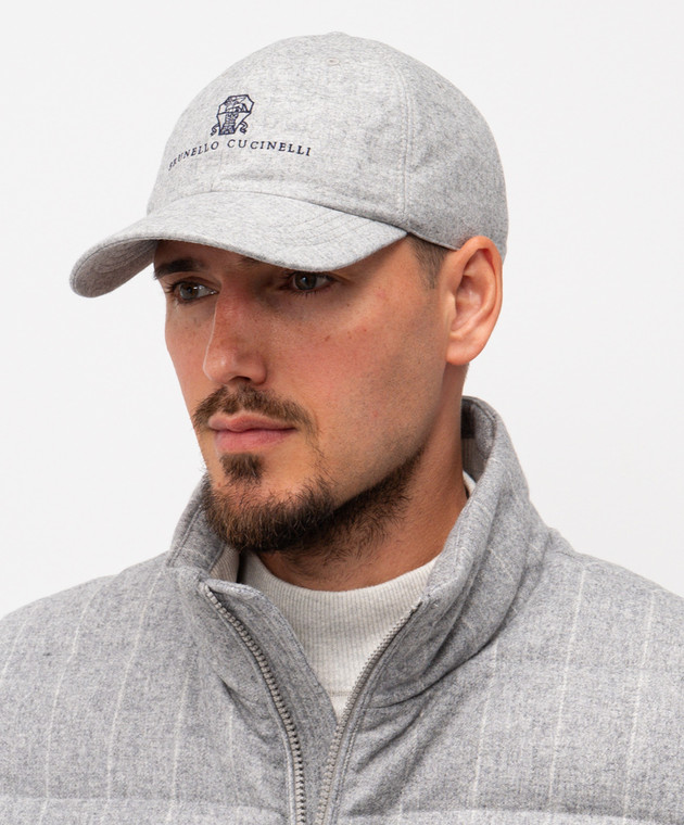 Brunello Cucinelli Сіра кепка з кашеміру і шовку MR4369850 зображення 2