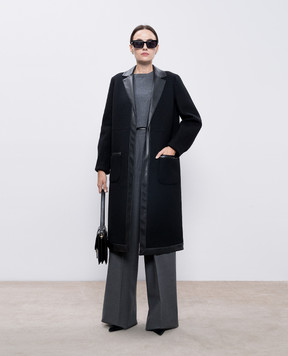 Max Mara Черное пальто LOTUS с шерстью LOTUS
