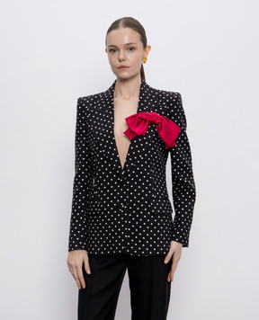 Valentino Черный жакет в горохе с бантом. 6B0CE46598S