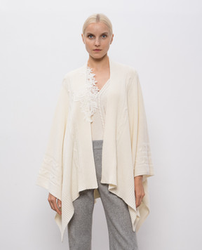 Ermanno Scervino Life Біле пончо з вовною та кашеміром з мереживом D474D504APNJG