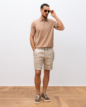Bertolo Cashmere Бежевое поло с шелком с окантовкой 902421002470