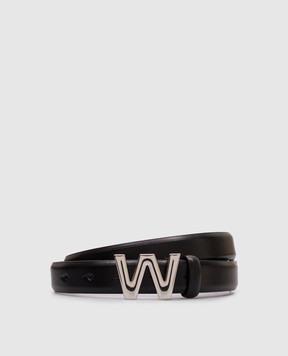 Max Mara Weekend Чорний шкіряний ремінь WEST з монограмою логотипа WEST