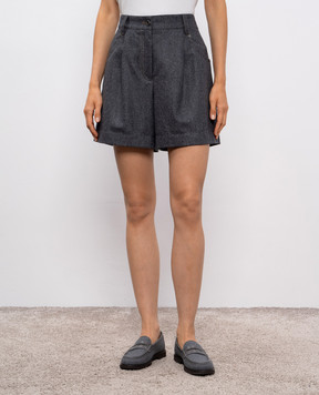 Brunello Cucinelli Серые шорты из шерсти M038PP9073