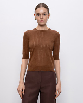Max Mara Коричневый топ PILA из шерсти и шелка PILA
