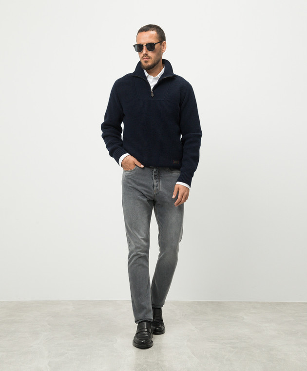 Brunello Cucinelli Серые джинсы с вышивкой логотип логотип M240PO1090 изображение 2