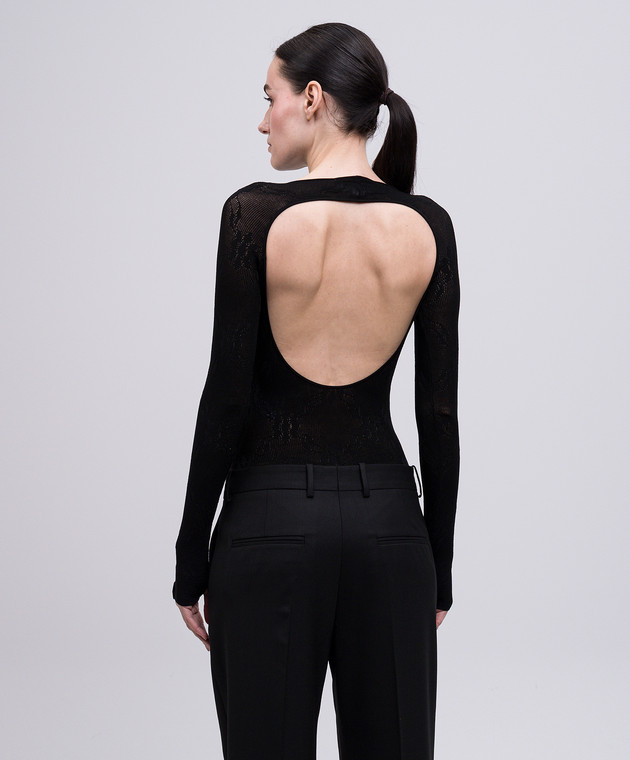 Victoria Beckham Черный боди с открытой спиной в узоре 1225KTP006367A изображение 4