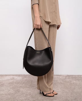 Victoria Beckham Чорна шкіряна сумка-хобо Dia з логотипом B125AAC006325A