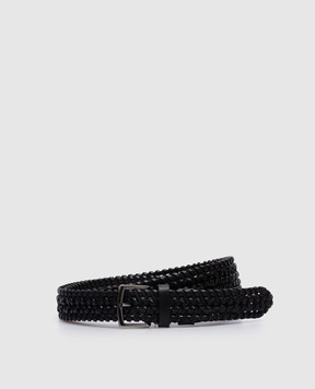 Dolce&Gabbana Черный кожаный плетеный ремень с гравировкой логотипа BC4894A6H39