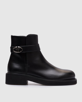 Valentino Чорні шкіряні черевики VLOGO LOCKER 5W0S0JS8LXX