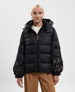 Twinset Черный пуховик с вышивкой 252TP2431