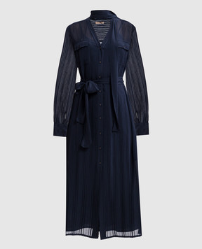 Twinset Синее платье-рубашка миди в узор. 251TP2260