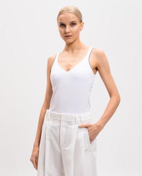 Brunello Cucinelli Білий топ-бюстьє з ланцюжком моніль M0T18BA702