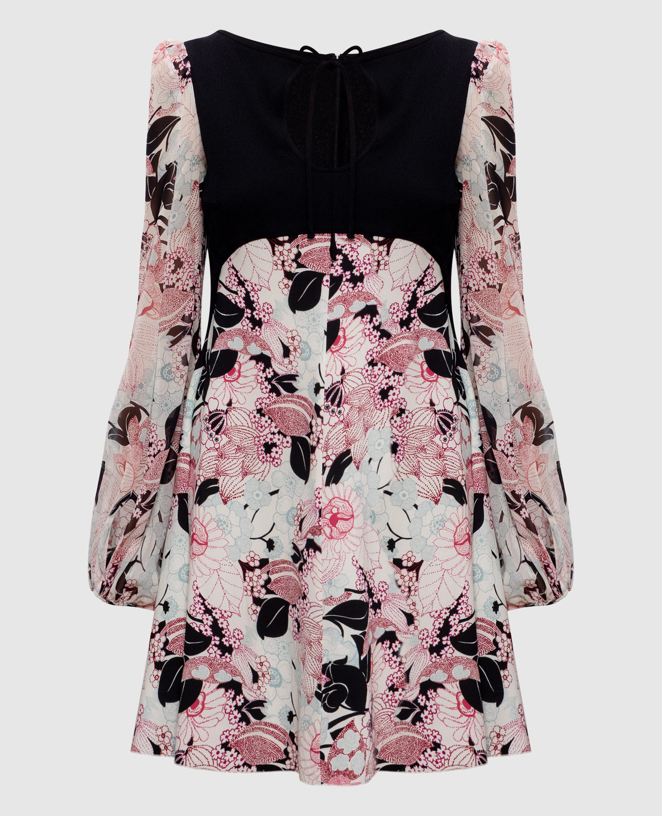 

Платье мини с шелком в цветочный принт, Разноцветный, Повседневные платья