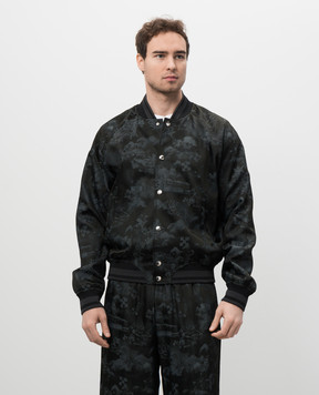 Off-White Чорний бомбер з візерунком в стилі фрески OMEH05AS25FAB002