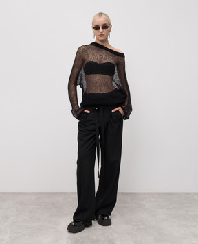 Ann Demeulemeester Чорний светр Dolfine з вовною на одне плече B0013525KN058