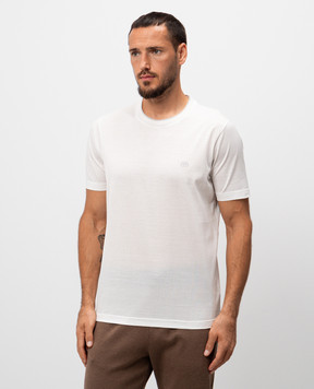 Bertolo Cashmere Белая футболка с вышивкой логотипа 000320001912