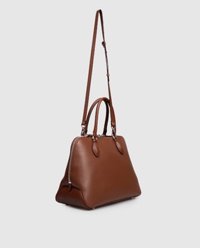 Ermanno Scervino Коричнева шкіряна сумка-трапеція Orsetta з логотипом D473S405WNR