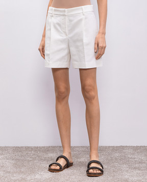 Brunello Cucinelli Белые шорты с леном с цепочкой мониль MH534P8923