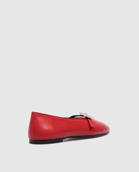Giuseppe Zanotti Красные кожаные балетки Amanda с кристаллами. E560012