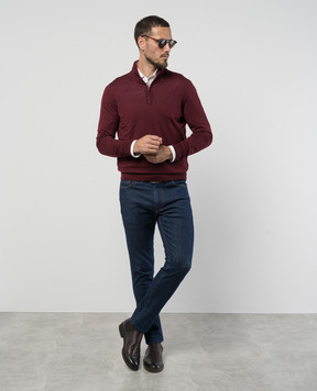 ISAIA Бордовый джемпер из шерсти с вышивкой логотипа MG8018YP005