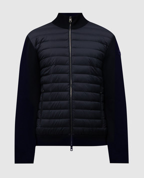 Moncler Синяя комбинированная куртка с логотипом K10919B00020V9100