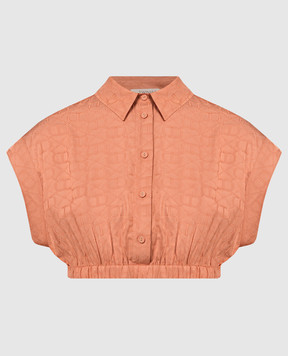 Twinset Оранжевая укороченная блузка в узор логотипа Oval-T 241TT2244