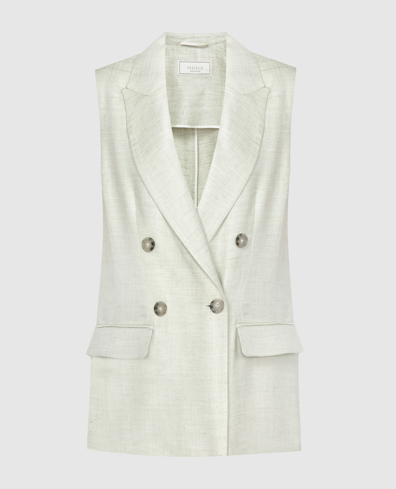 Green double-breasted waistcoat with linen