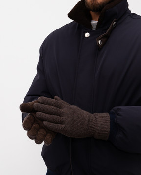 Brunello Cucinelli Коричневые комбинированные перчатки M2292118