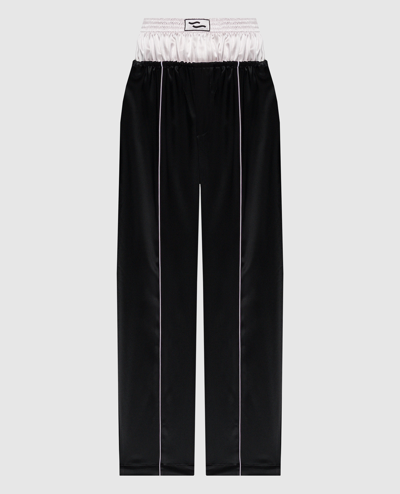 

Черные брюки PAJI с вышивкой логотипа, Черный, Широкие брюки