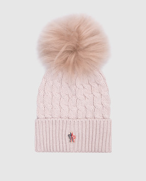 Moncler Grenoble Розовая шапка из шерсти с помпоном J20983B000080402A