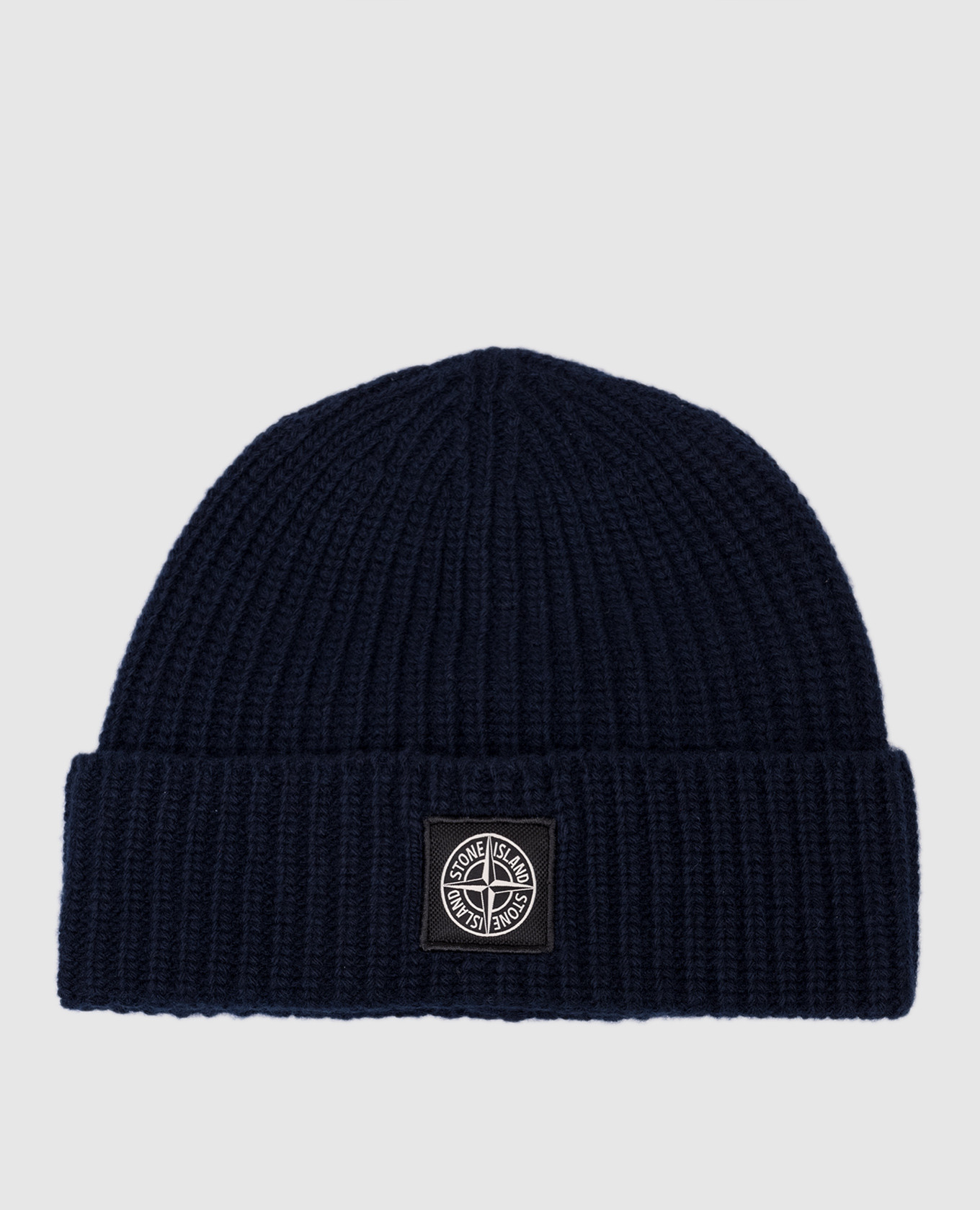 

Голубая шапка из шерсти с нашивкой логотипа, Синий, Шапки