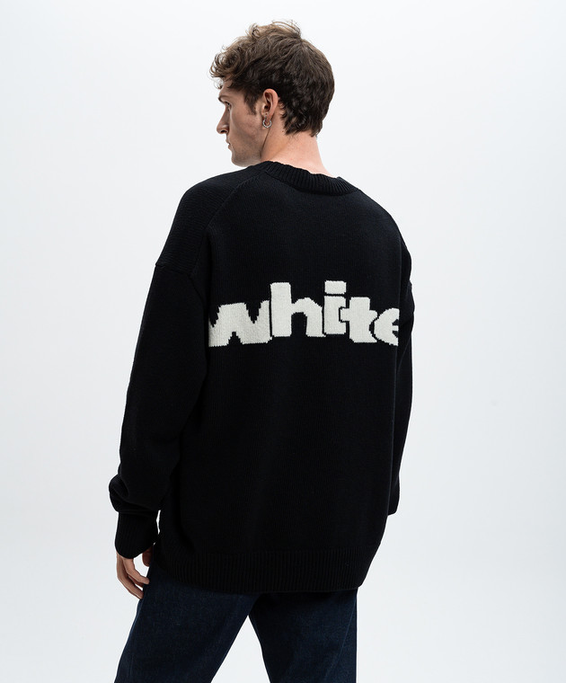 Off-White Черный свитер с шерстью с узором логотипа OMHE198F24KNI001 изображение 4