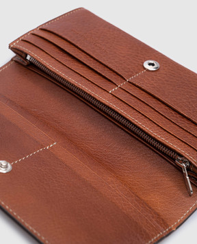 Brunello Cucinelli Коричневый кожаный кошелек с логотипом MWZIU255