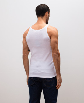 Dolce&Gabbana Белая майка в рубчике с нашивкой логотипа M8C19JONN96