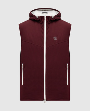 Brunello Cucinelli Бордовый жилет с вышивкой логотипа эмблемы MM49A7432G
