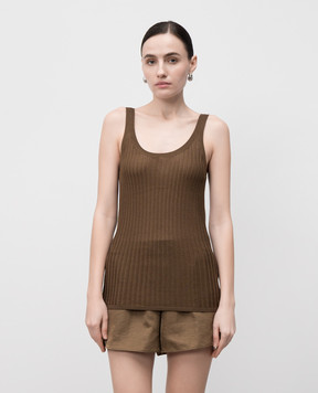 Helmut Lang Коричневий топ в рубчик P02HW705