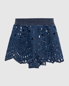 Ermanno Scervino Синие джинсовые шорты с вышивкой бродеры D464P701KOX