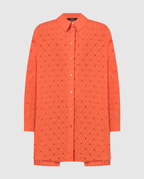 Twin Set Actitude Оранжевая блузка с вышивкой бродери 241AT2074